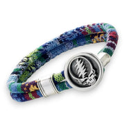 Grateful Dead Steal Your Face Sterling Silver Cloth Rope Bracelet - Front