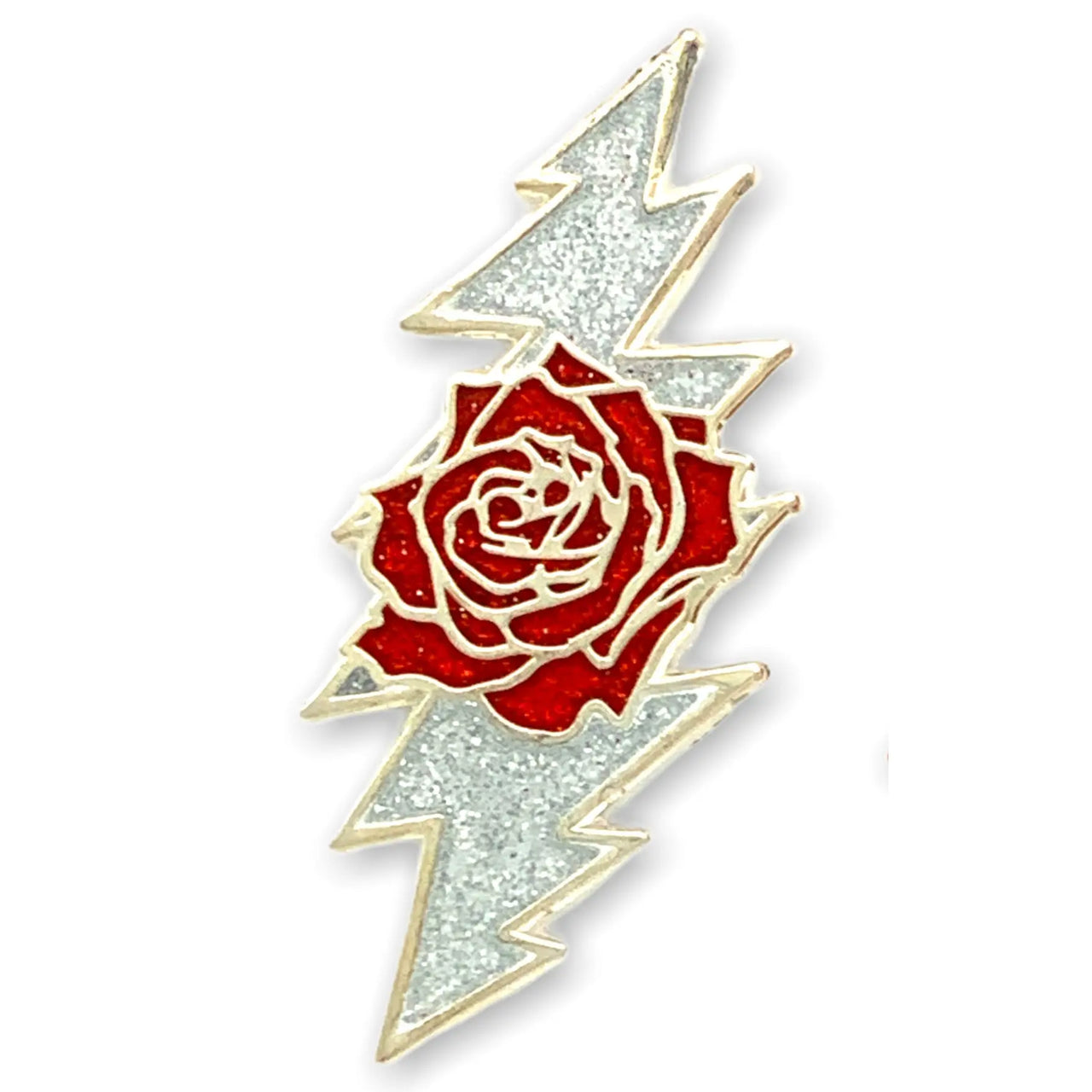 Grateful Dead Grateful Dead Rose & Bolt Logo Pin | Silver / Sparkle Hiouchi Jewels / Rose & Bolt Grateful Dead Jewelry Pin {{Shop name}}