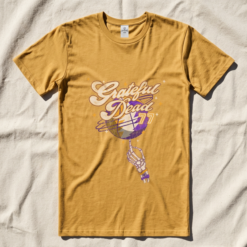 '77 Basketball T-Shirt in Mustard — Officially licensed Grateful Dead T-Shirt from Relix