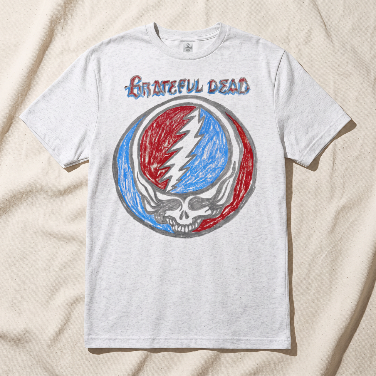 Grateful Dead Crayon Scribble Stealie Tee - White