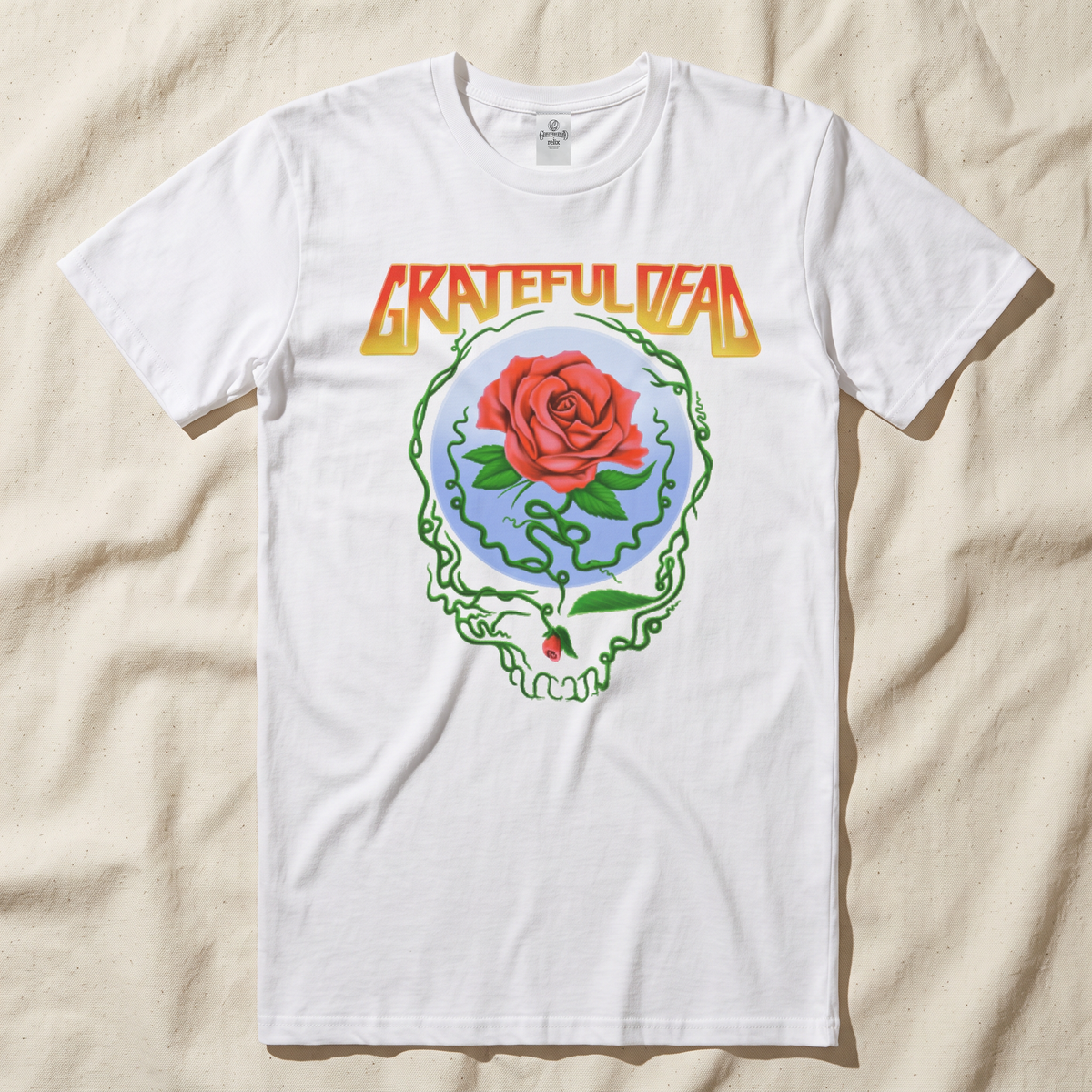 Vine Rose Skull T-Shirt in White — Officially licensed Grateful Dead T-Shirt from Relix