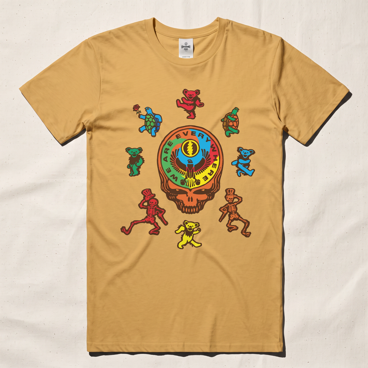 We Are Everywhere Stealie T-Shirt in Mustard — Officially licensed Grateful Dead T-Shirt from Relix