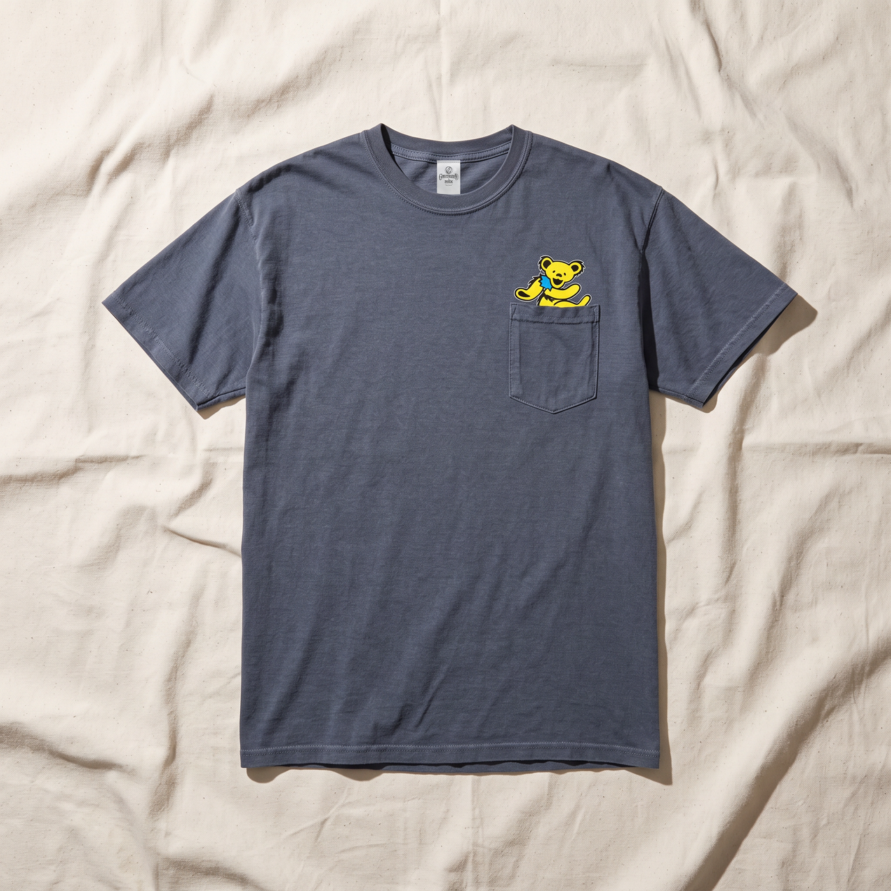 Grateful Dead Yellow Dancing Bear Pocket Tee - Blue