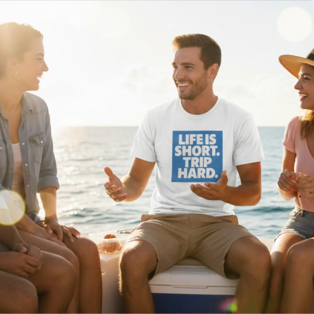 Life is Short. Trip Hard. Throwback T-Shirt relix.shop