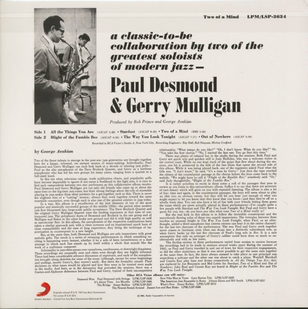 Gerry Mulligan & Paul Desmond – Two Of A Mind (LP Vinyl)