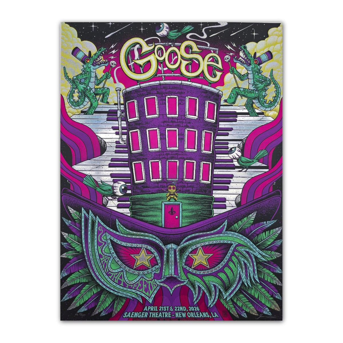 Goose - New Orleans, LA 2026 Sparkle Foil Poster by Mazza