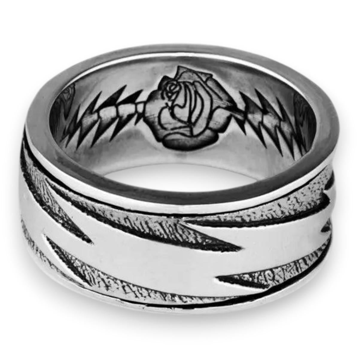 Grateful Dead Lightning Bolt Sterling Silver Spinner Ring - Back