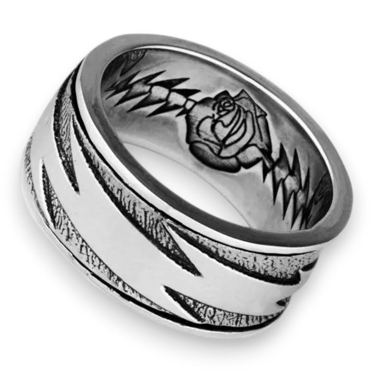 Grateful Dead Lightning Bolt Sterling Silver Spinner Ring