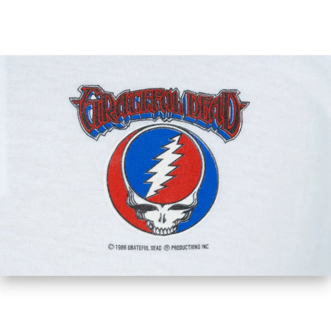Grateful Dead 1986 Steal Your Face White Polo Shirt