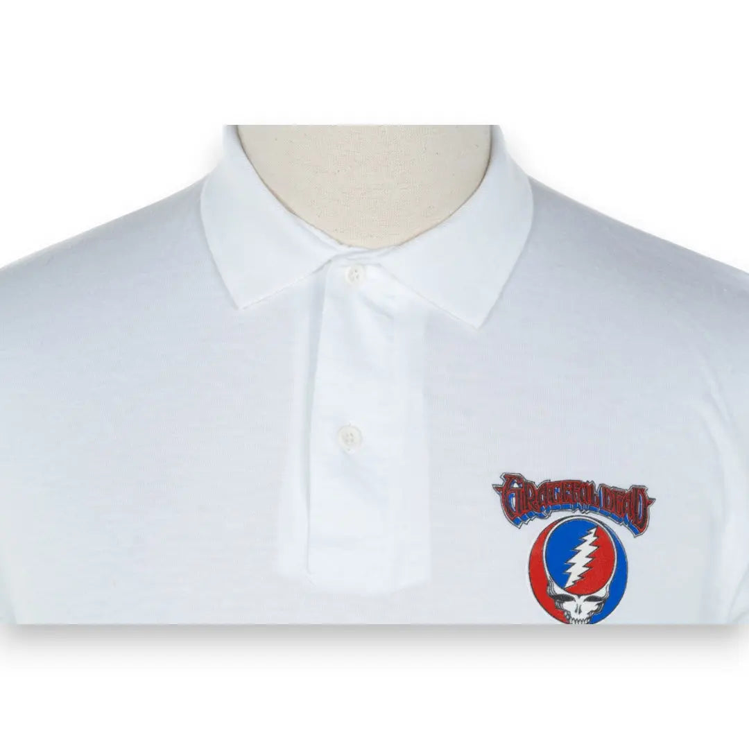 Grateful Dead 1986 Steal Your Face White Polo Shirt