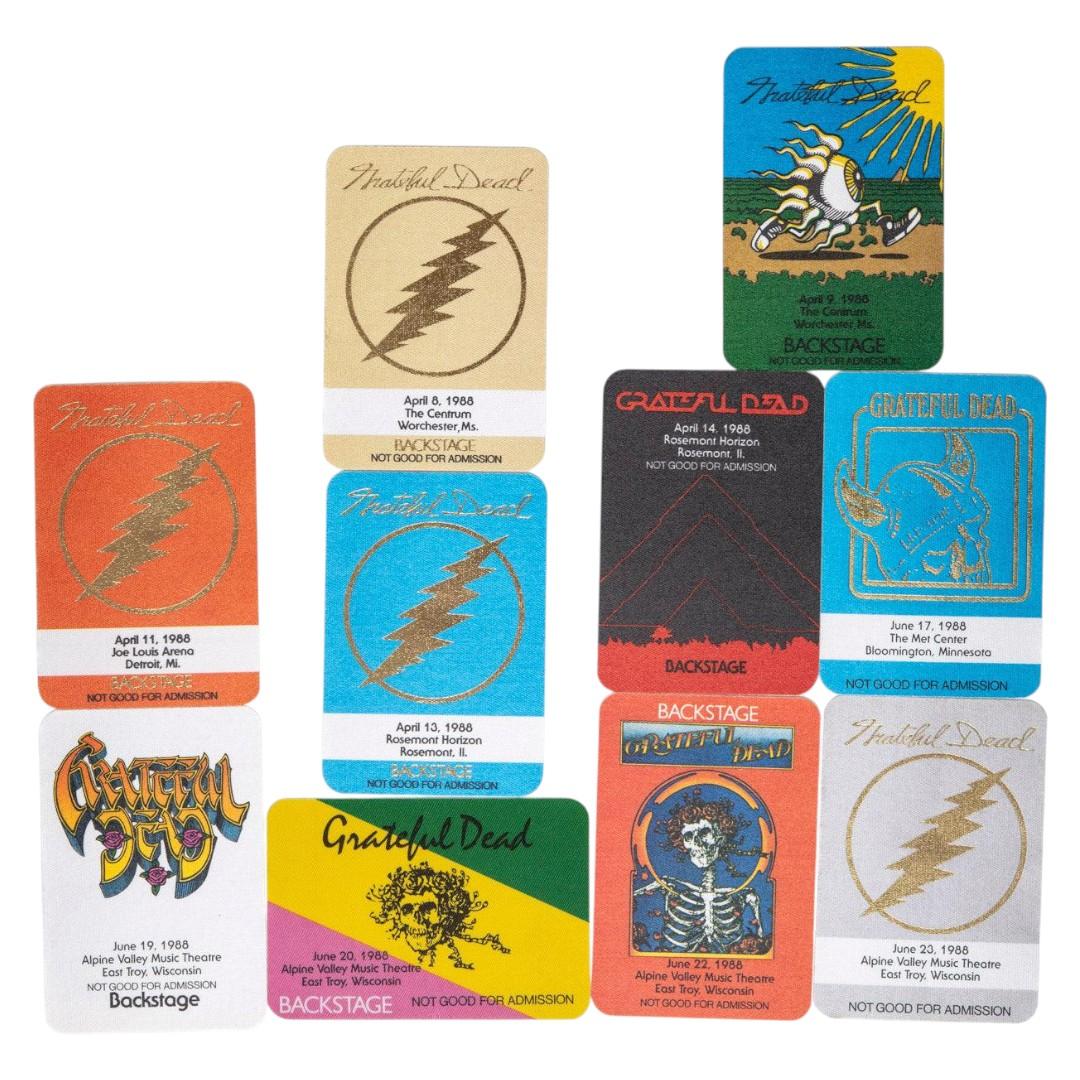 Grateful Dead Backstage Passes (04/08/1988 - 06/23/1988) from Robbie Taylor