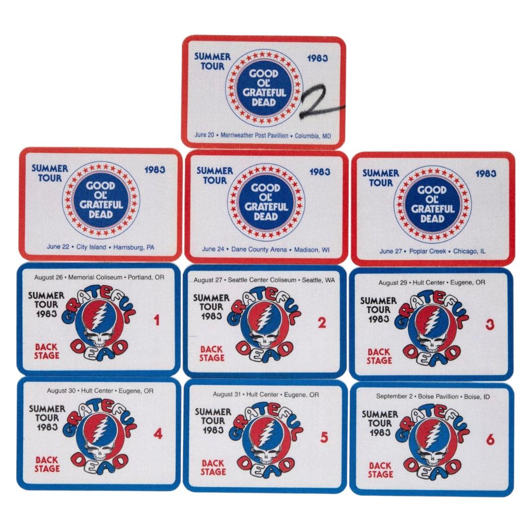Grateful Dead Backstage Passes (06/20/1983 - 09/02/1983) from Robbie Taylor