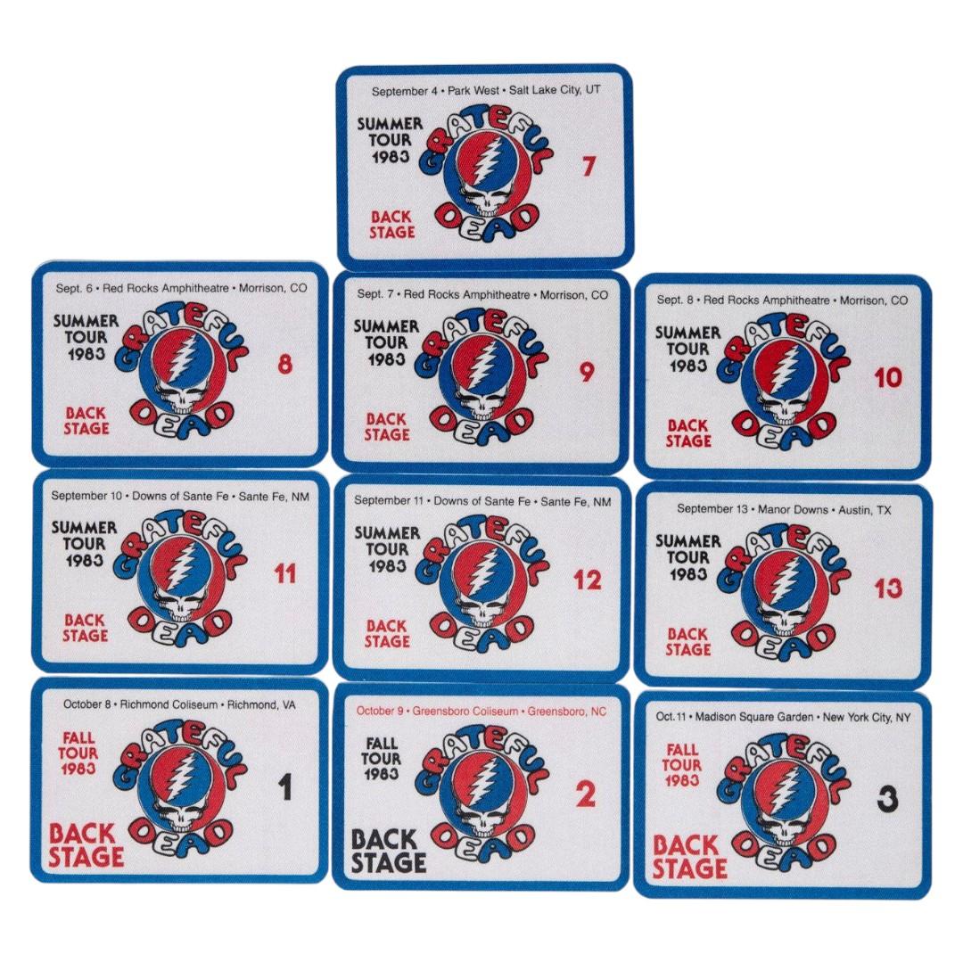 Grateful Dead Backstage Passes (09/04/1983 - 10/11/1983) from Robbie Taylor