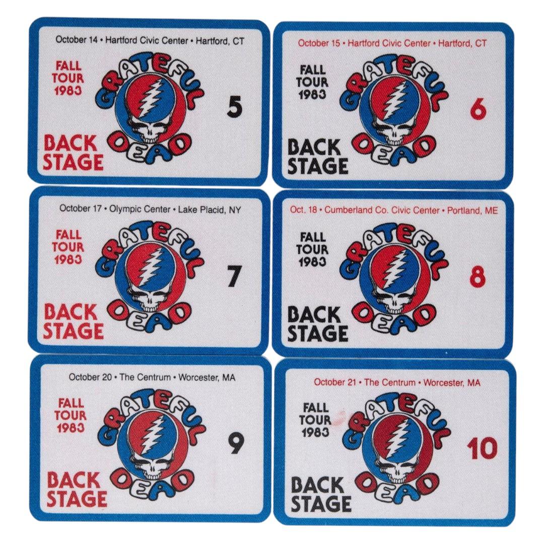 Grateful Dead Backstage Passes (10/14/1983 - 10/21/1983) from Robbie Taylor
