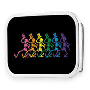 Grateful Dead Belt Buckle | Black/Rainbow Dancing Skeletons – Chrome