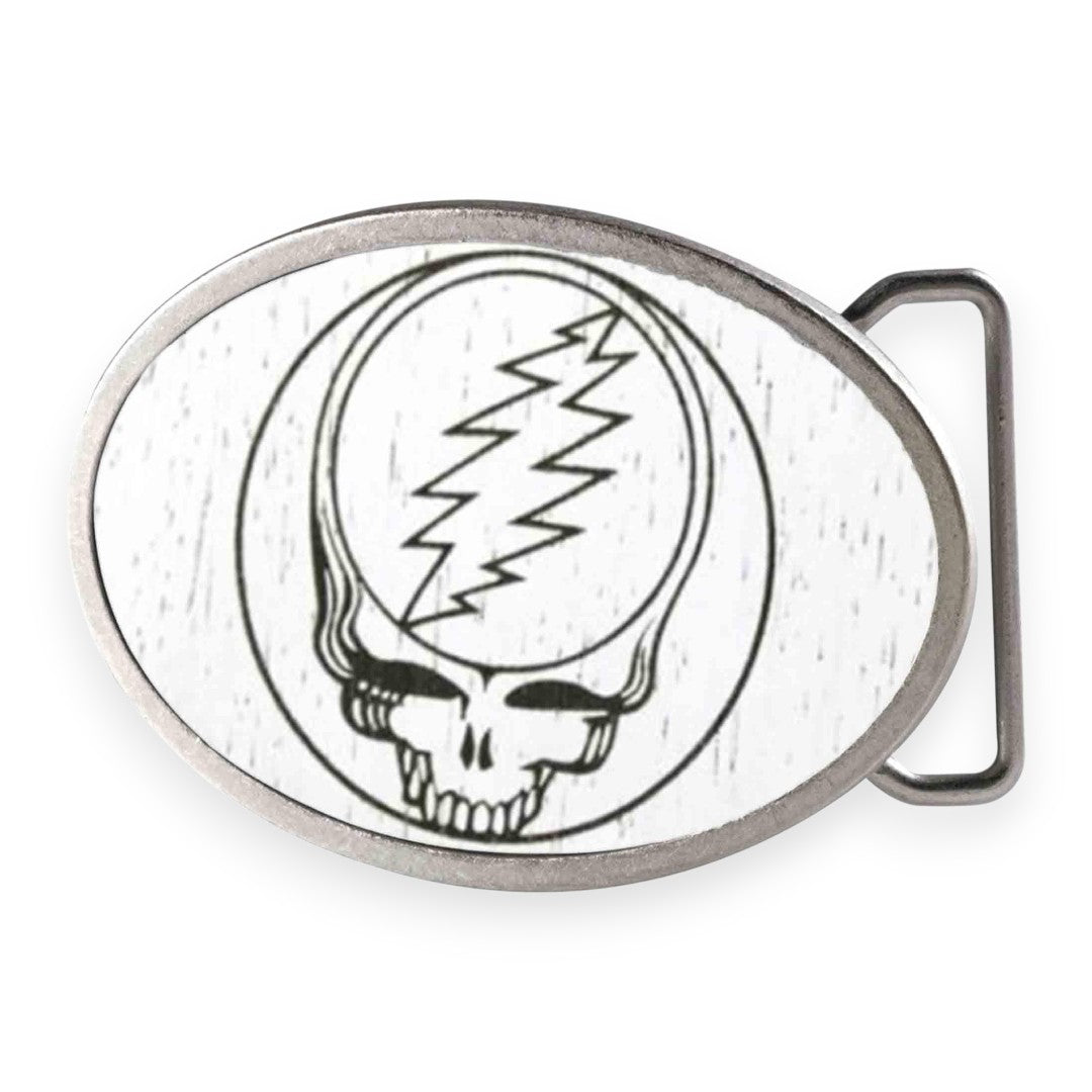 Grateful Dead Belt Buckle | Black/White Steal Your Face – Matte Oval