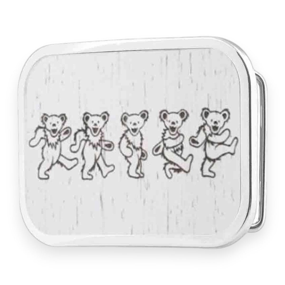Grateful Dead Belt Buckle | Black/White Wood Dancing Bears – Matte