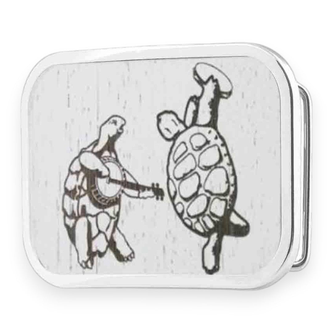 Grateful Dead Belt Buckle | Black/White Wood Dancing Terrapins – Matte