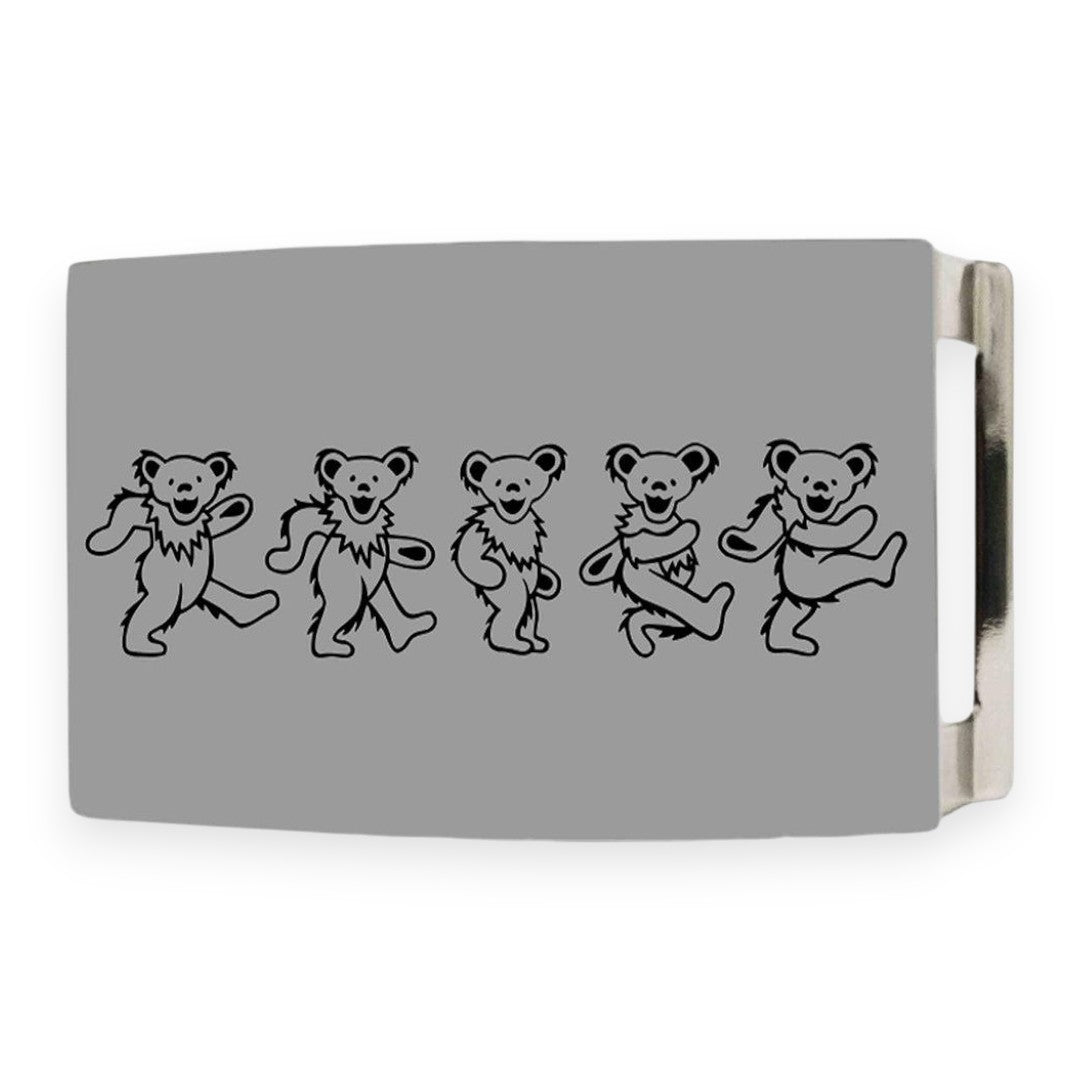 Grateful Dead Belt Buckle | Dancing Bears – Brushed Silver