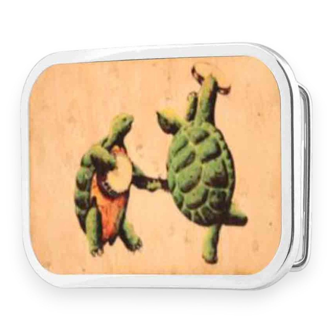 Grateful Dead Belt Buckle | Natural Wood Dancing Terrapins – Matte