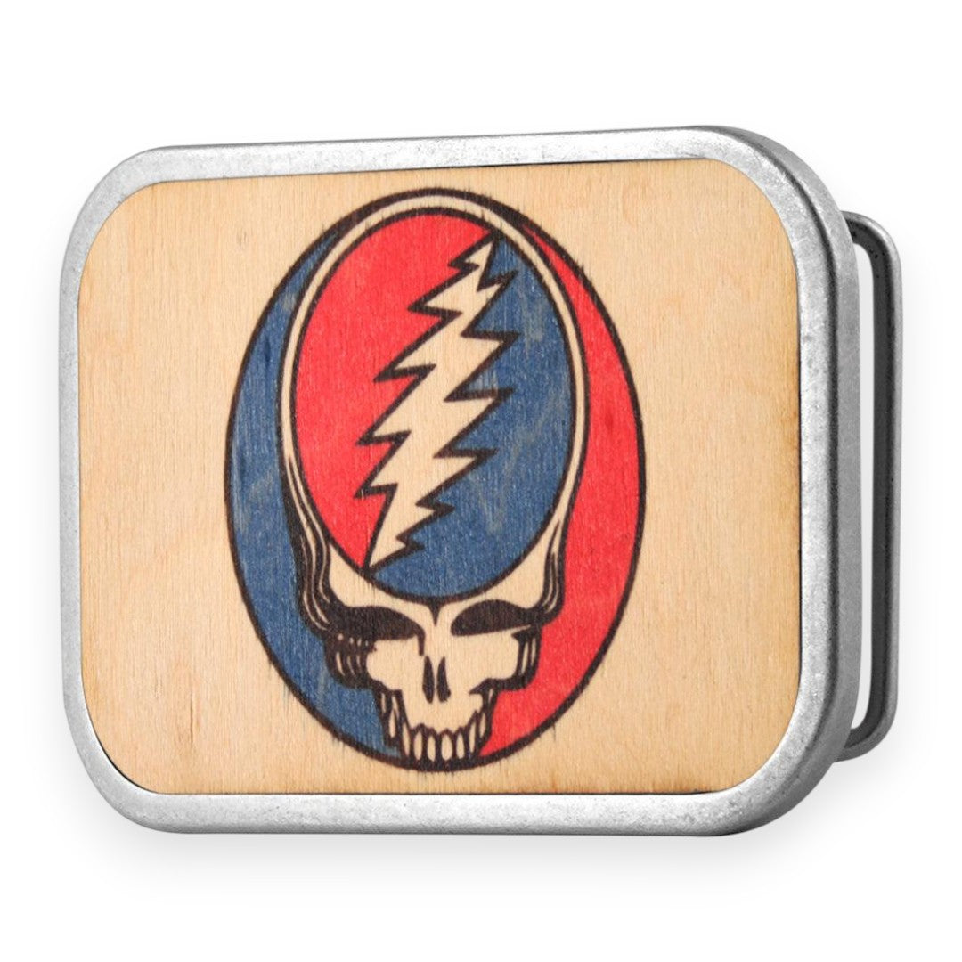 Grateful Dead Belt Buckle | Natural Wood Steal Your Face - Matte