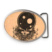 Grateful Dead Belt Buckle | Natural/Black Wood Space Your Face – Matte Oval