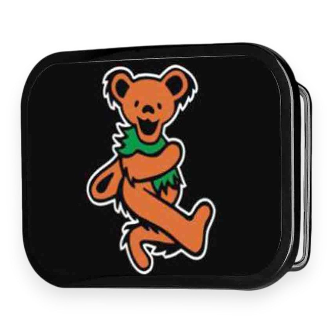 Grateful Dead Belt Buckle | Orange Dancing Bear – Black