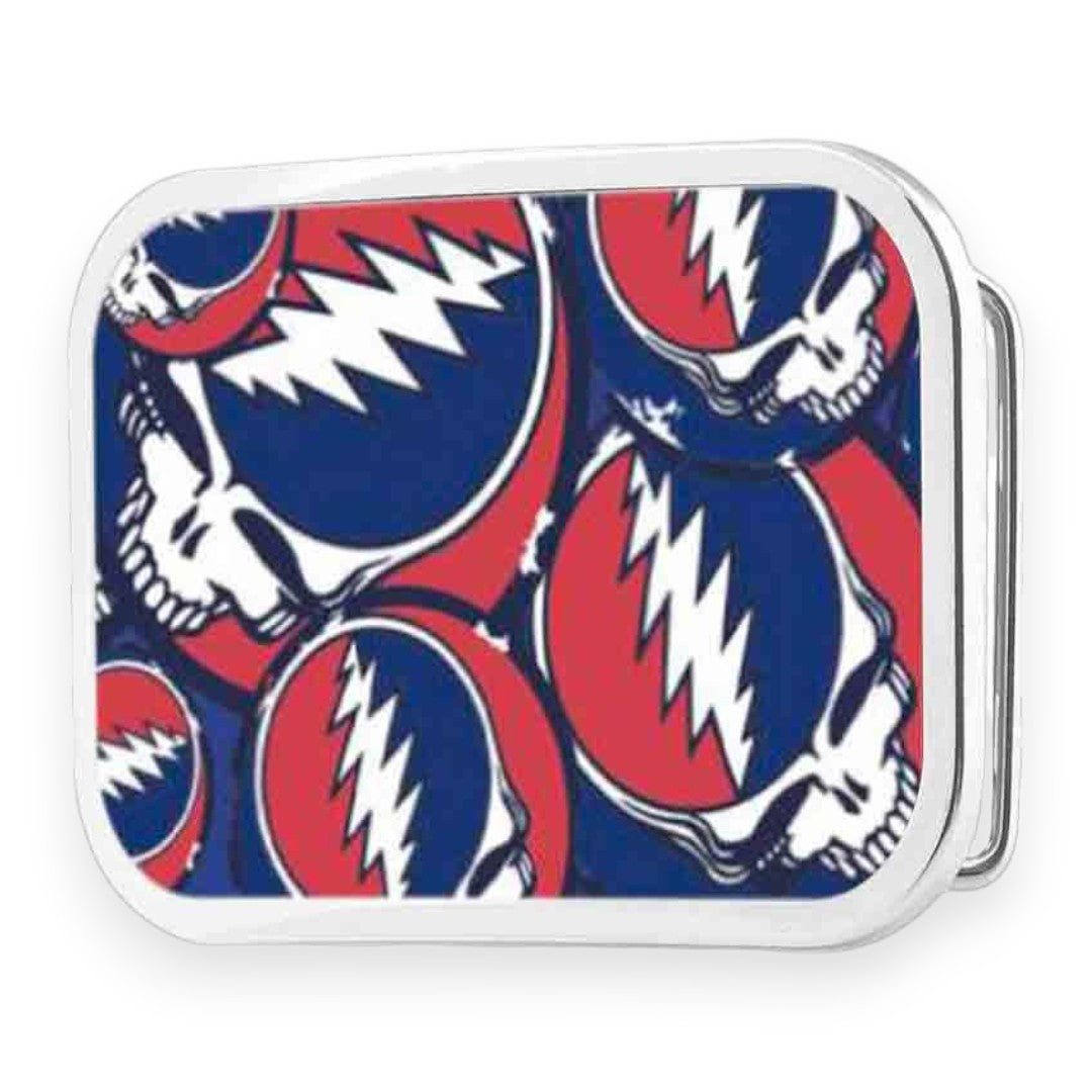 Grateful Dead Belt Buckle | Steal Your Face Stacked – Chrome
