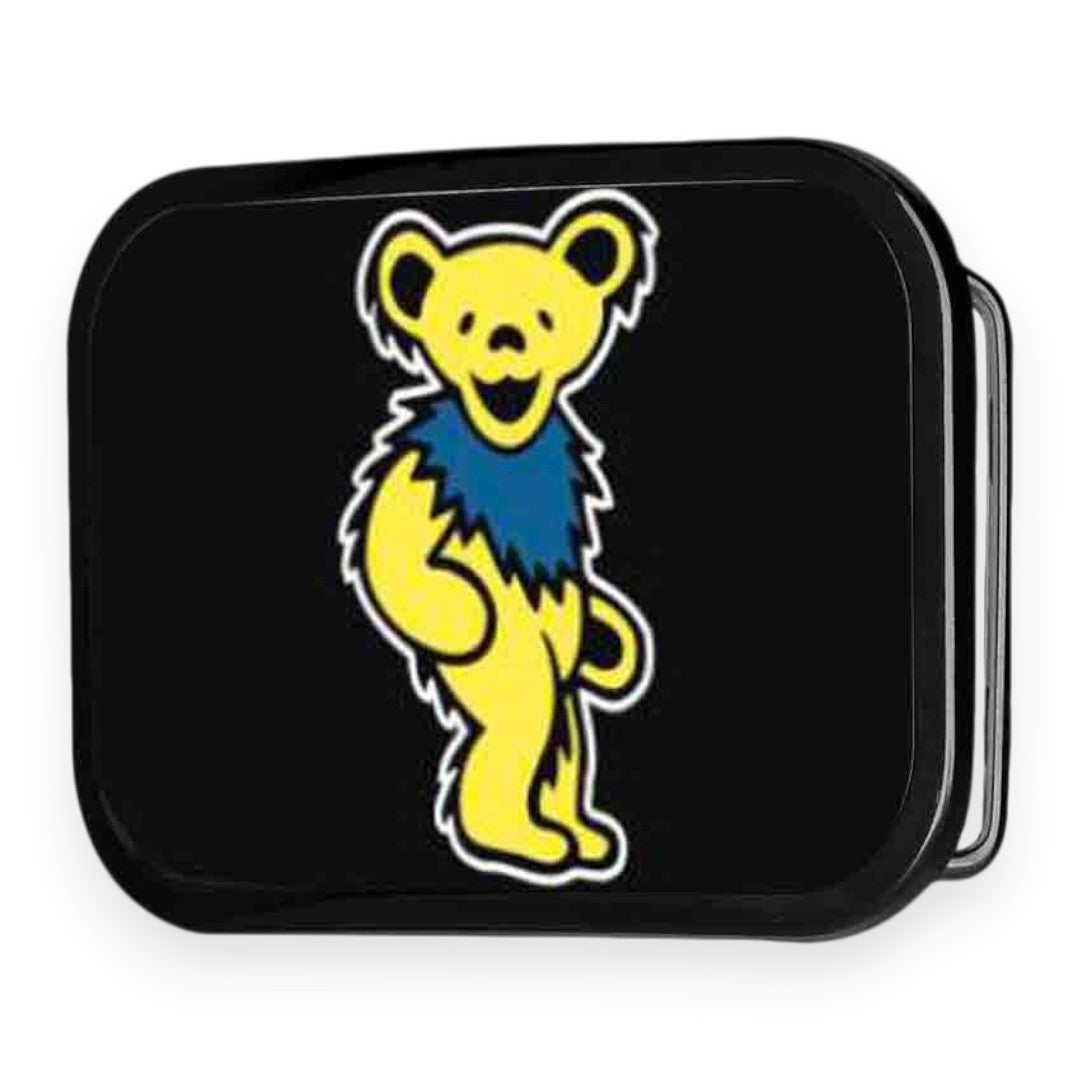 Grateful Dead Belt Buckle | Yellow Dancing Bear – Black