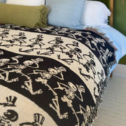 Grateful Dead Black and White Dancing Skeletons Woven Cotton Blanket