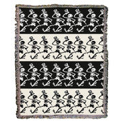 Grateful Dead Black and White Dancing Skeletons Woven Cotton Blanket