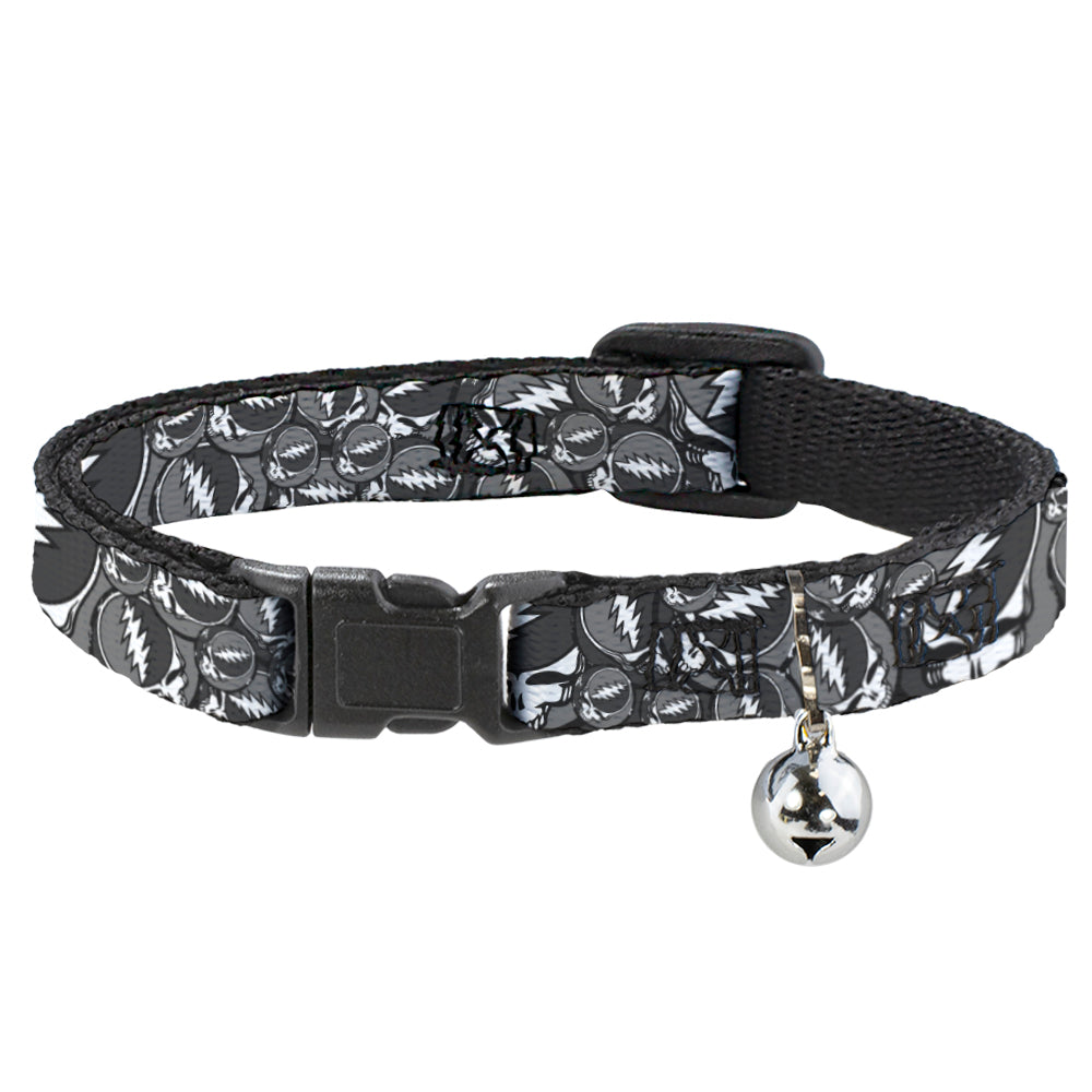 Grateful Dead Breakaway Cat Collar | Gray Steal Your Face Stacked