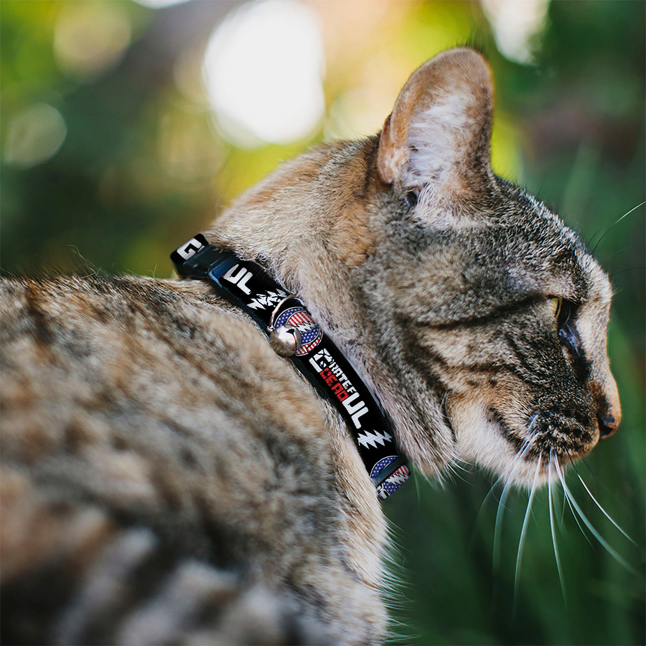 Grateful Dead Breakaway Cat Collar | Stars & Stripes + Text (with Bell)