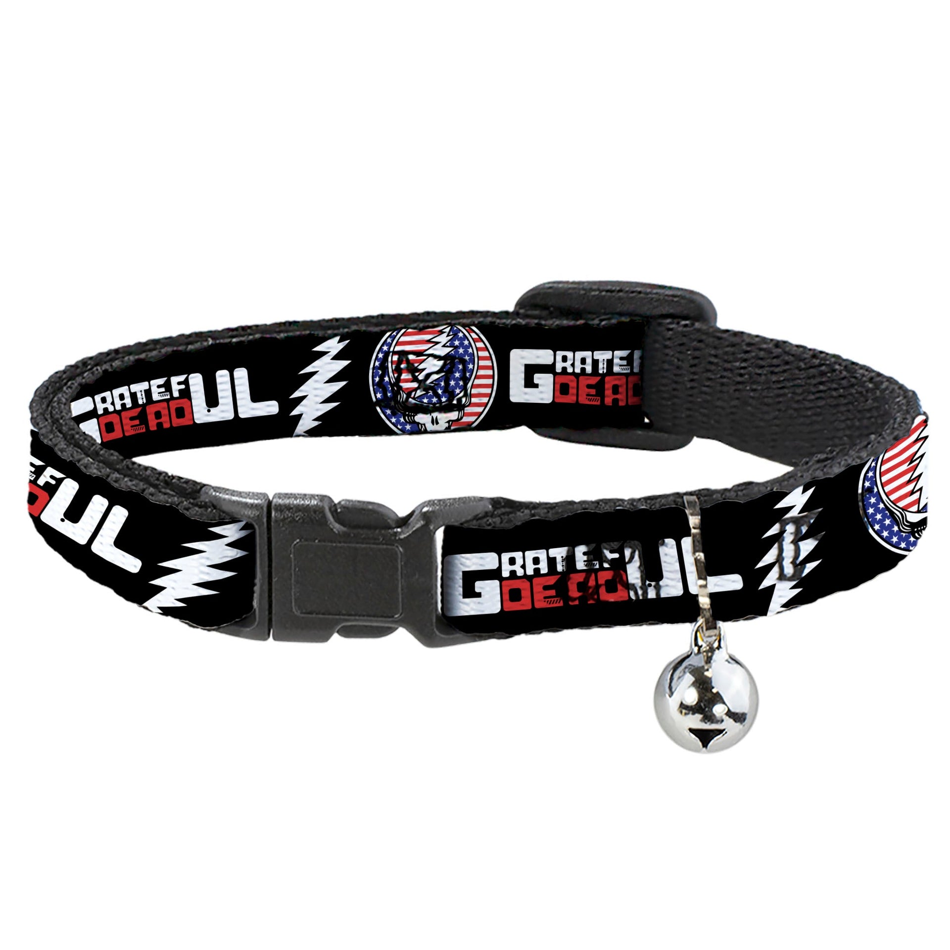 Grateful Dead Breakaway Cat Collar | Stars & Stripes + Text (with Bell)