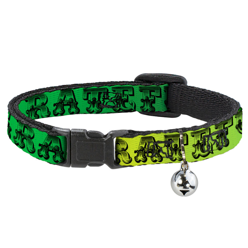 Grateful Dead Breakaway Cat Collar | Yellow/Green Text + Steal Your Face