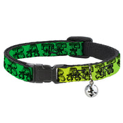 Grateful Dead Breakaway Cat Collar | Yellow/Green Text + Steal Your Face