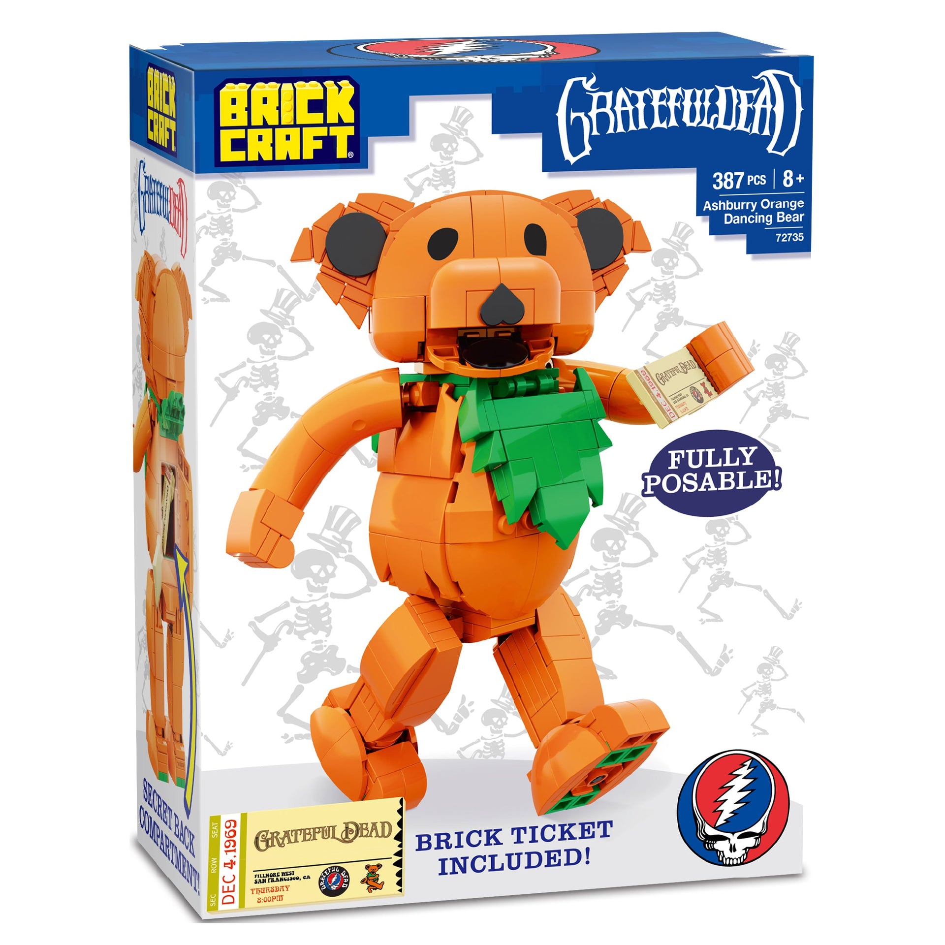Grateful Dead Dancing Bear Brick Set | Ashbury Orange