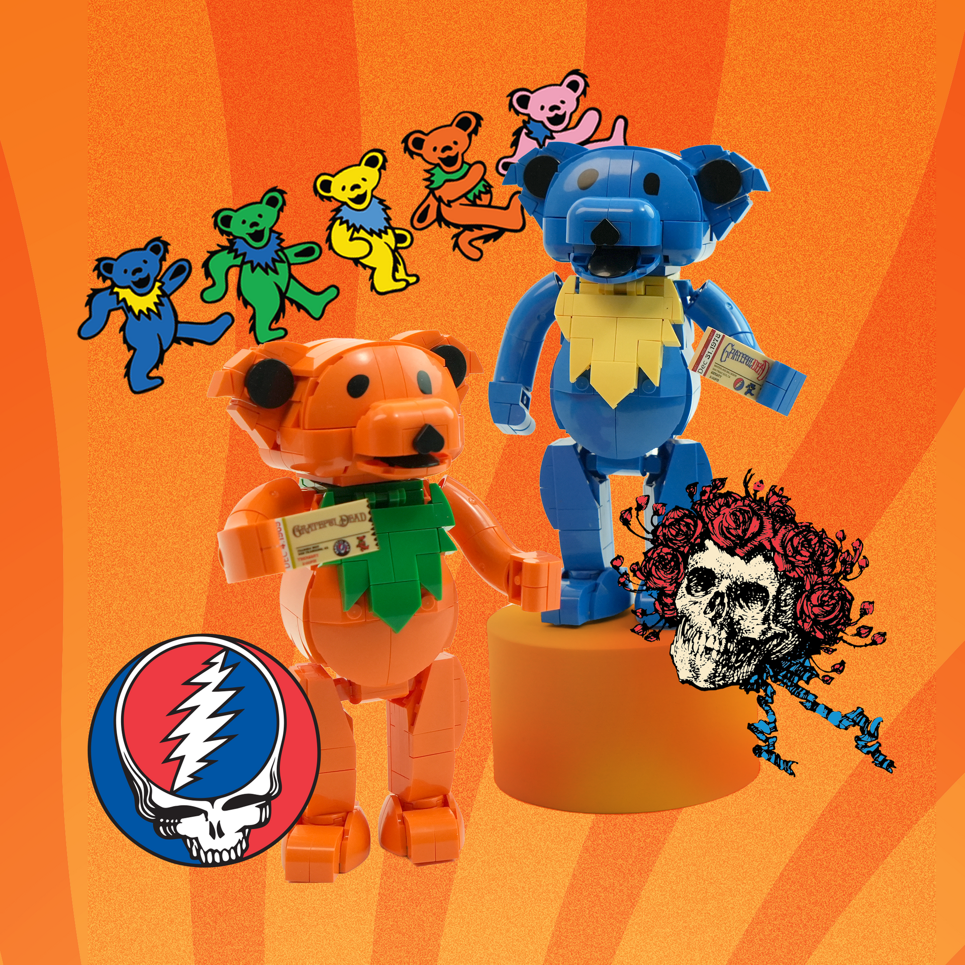 Grateful Dead Dancing Bear Brick Set | Stealie Blue