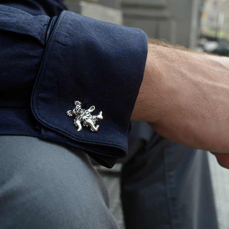 Grateful Dead Dancing Bear Sterling Silver Cufflinks