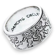 Grateful Dead Dancing Bear Sterling Silver Spinner Ring - Front