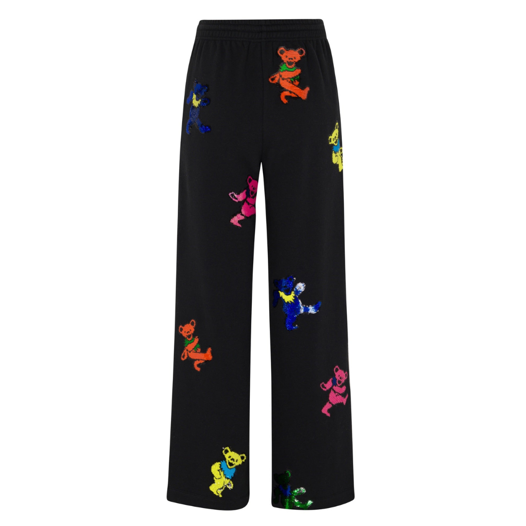 Grateful Dead Dancing Bears Sequin Lounge Pants - Black