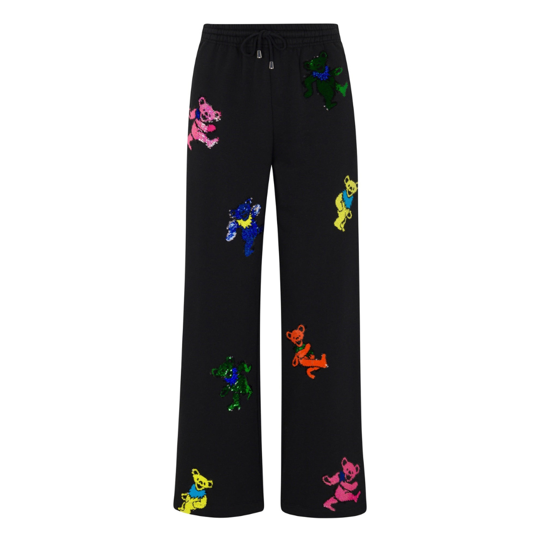 Grateful Dead Dancing Bears Sequin Lounge Pants - Black