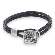 Grateful Dead Dancing Skeletons Sterling Silver Leather Bracelet - Back