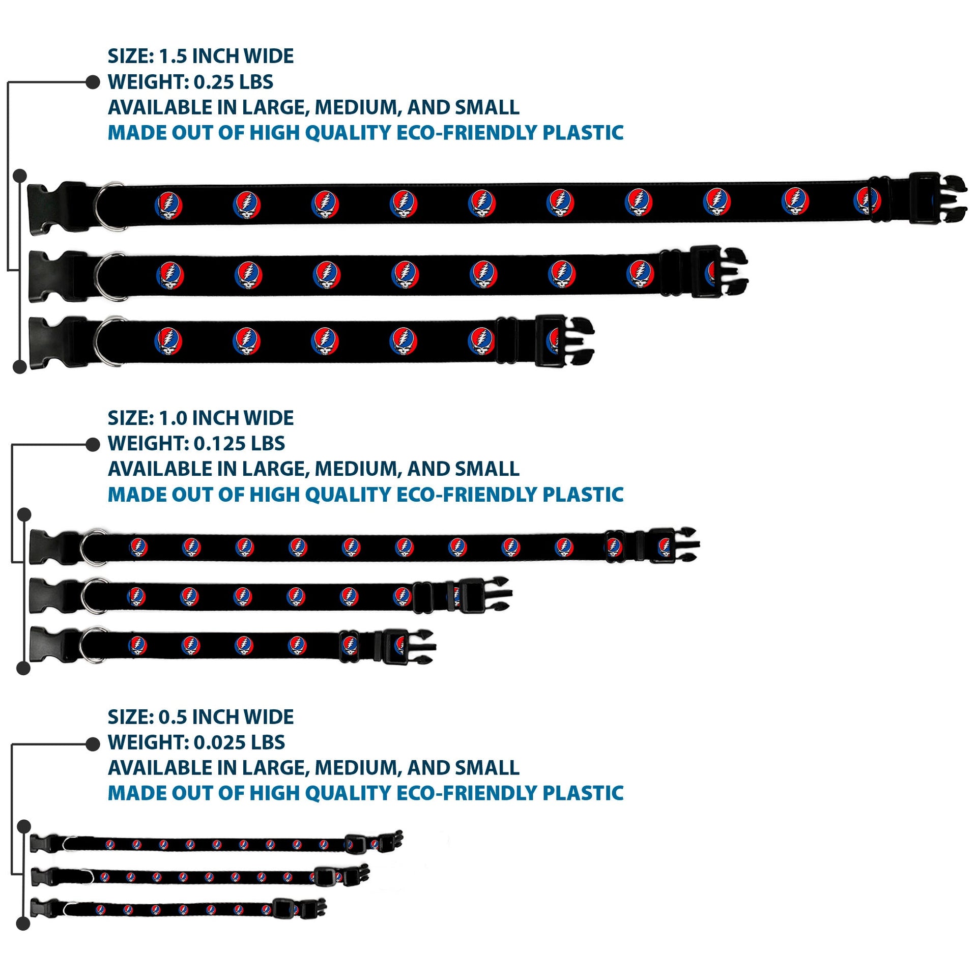 Grateful Dead Dog Collar | Black Steal Your Face