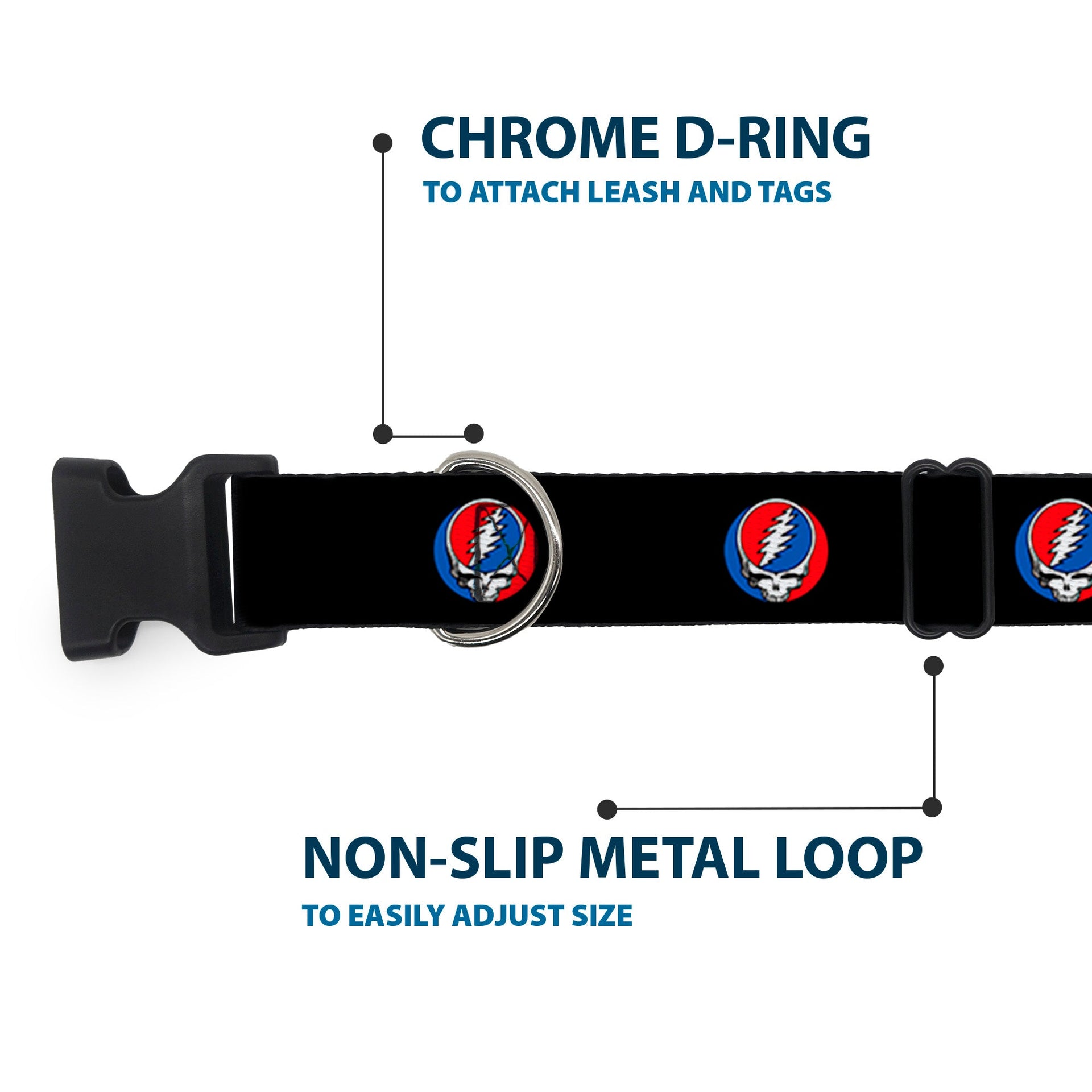 Grateful Dead Dog Collar | Black Steal Your Face