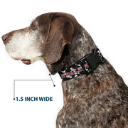 Grateful Dead Dog Collar | Black Text + Dancing Skeletons