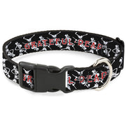 Grateful Dead Dog Collar | Black Text + Dancing Skeletons