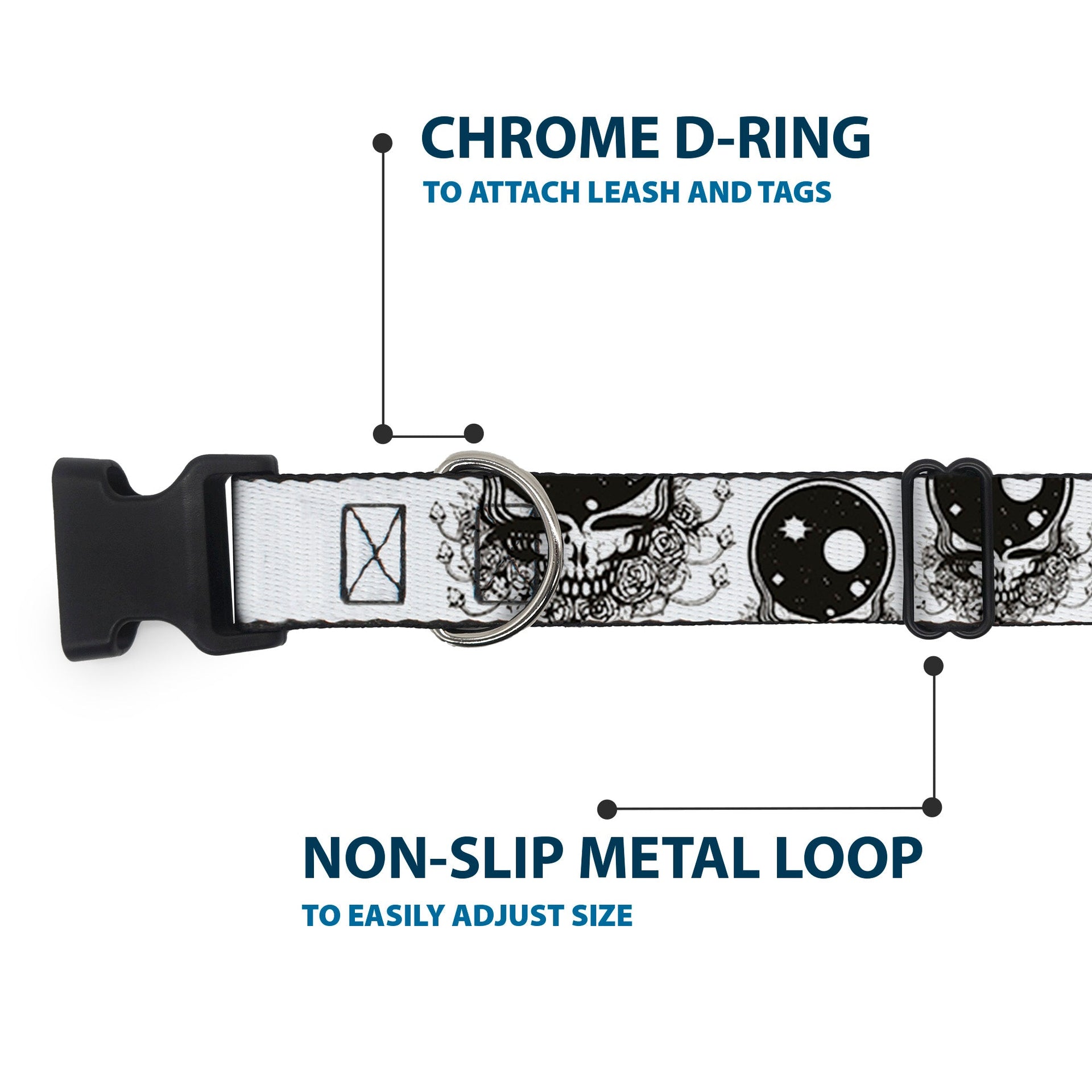 Grateful Dead Dog Collar | Black/White Space Your Face