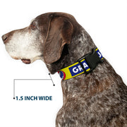 Grateful Dead Dog Collar | Blue/Yellow Text + Steal Your Face