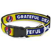 Grateful Dead Dog Collar | Blue/Yellow Text + Steal Your Face